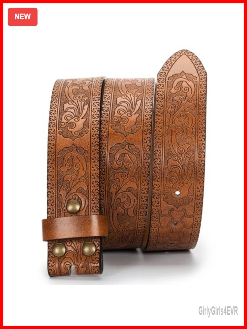Western Cowboy PU Leather Belt 1.5" Wide Adjustable Waist Strap